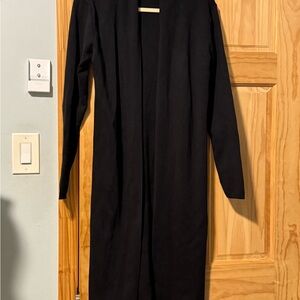 Long Black Open Front Cardigan